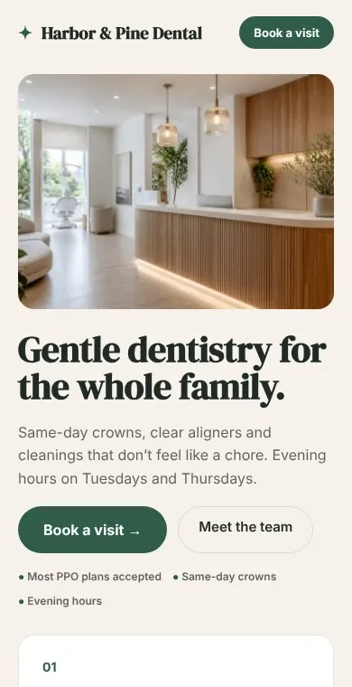 Harbor & Pine Dental: Mobile booking