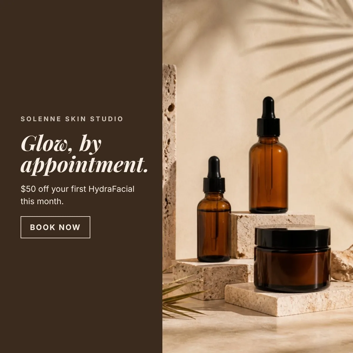 Display ad for Solenne Skin Studio