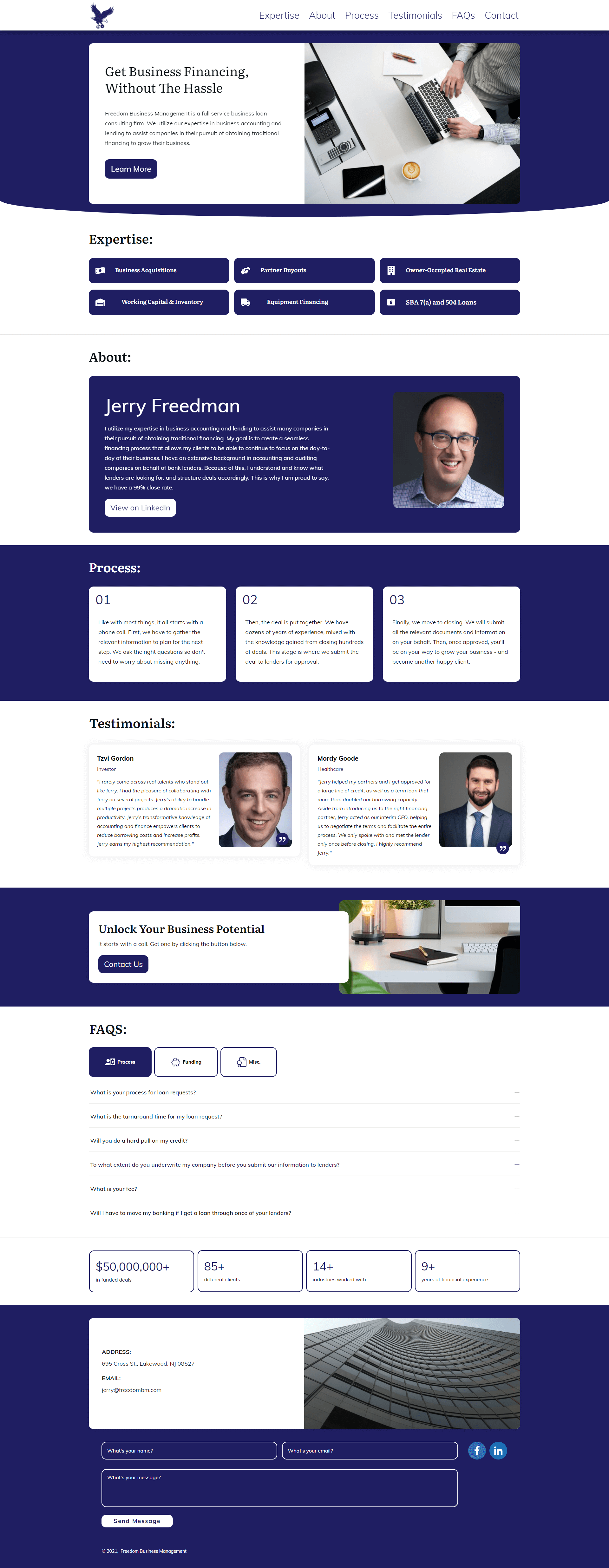 Freedom Business Management Website Layout